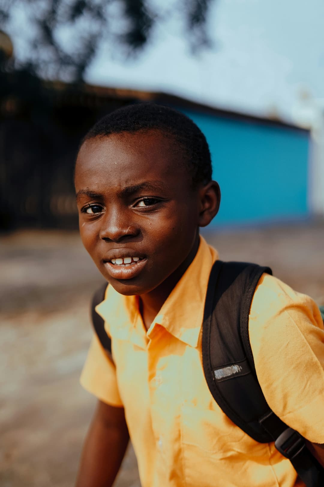 A young student looking ahead with confidence