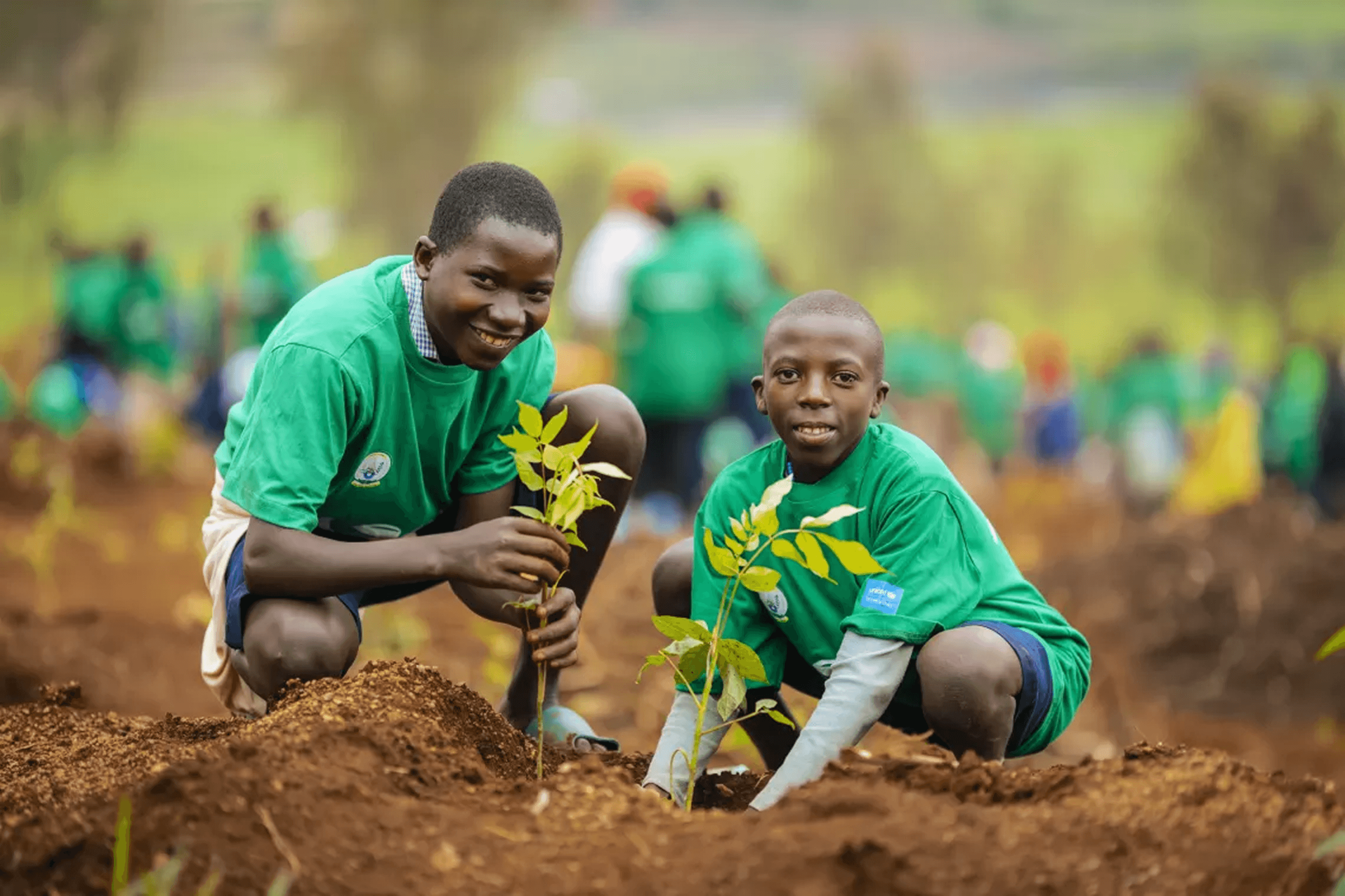 Children on a community farm, the next circle already forming